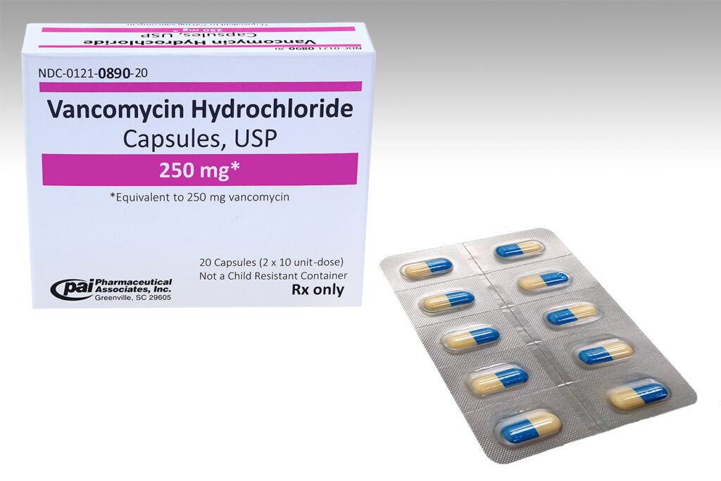 Vancomycin hydrochloride capsules usp 250 mg pai
